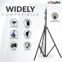 Digitek® Digitek (DLS-009 FTK) 9ft Aluminum Alloy Light Stand | Lightweight & Portable 250cm Stand for Ring Light, Flash, Softbox, Reflector & Studio Photography