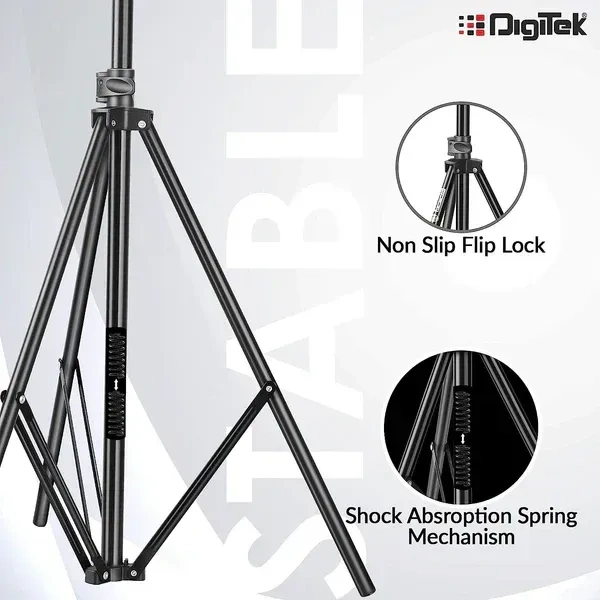 Digitek® Digitek (DLS-9FT) Lightweight & Portable Aluminum Alloy Light Stand | Ideal for Ring Light, Flash, Softbox, Reflector & Studio Photography (Indoor & Outdoor)