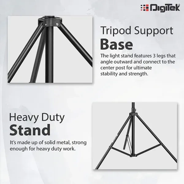 Digitek® Digitek (DLS-9FT) Lightweight & Portable Aluminum Alloy Light Stand | Ideal for Ring Light, Flash, Softbox, Reflector & Studio Photography (Indoor & Outdoor)