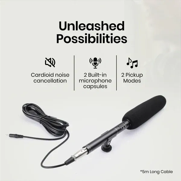 Digitek® Microphone Digitek® DM-201 Unidirectional Interview Microphone – Compatible with Smartphone & DSLR Camera