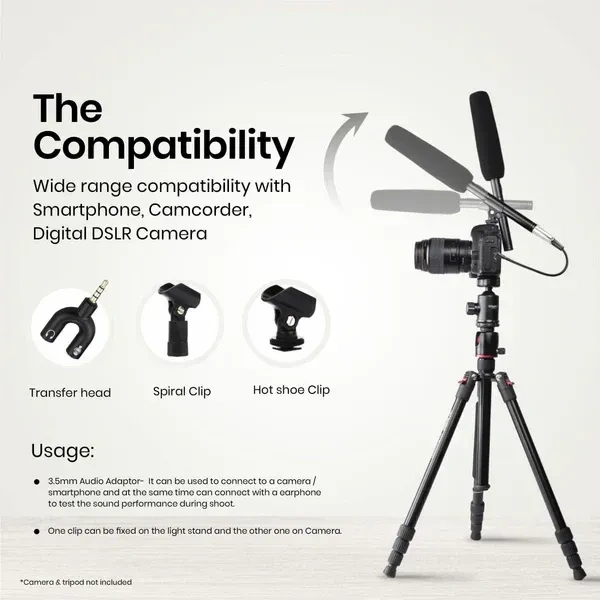 Digitek® Microphone Digitek® DM-201 Unidirectional Interview Microphone – Compatible with Smartphone & DSLR Camera