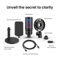 Digitek® Microphone Digitek® DM-301 USB Professional Gaming RGB Microphone – Plug & Play Mic for Streaming, Podcasting & Voice Recording