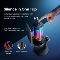 Digitek® Microphone Digitek® DM-301 USB Professional Gaming RGB Microphone – Plug & Play Mic for Streaming, Podcasting & Voice Recording