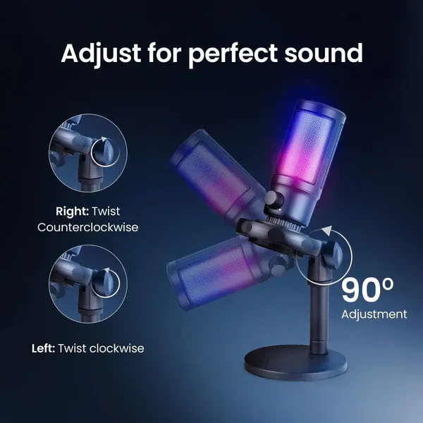 Digitek® Microphone Digitek® DM-301 USB Professional Gaming RGB Microphone – Plug & Play Mic for Streaming, Podcasting & Voice Recording