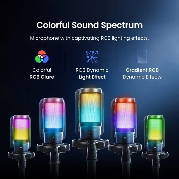Digitek® Microphone Digitek® DM-301 USB Professional Gaming RGB Microphone – Plug & Play Mic for Streaming, Podcasting & Voice Recording