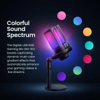 Digitek® Microphone Digitek® DM-302 USB Professional RGB Gaming Microphone – Plug & Play Mic for Streaming, Podcasting & Voice Recording