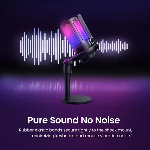 Digitek® Microphone Digitek® DM-302 USB Professional RGB Gaming Microphone – Plug & Play Mic for Streaming, Podcasting & Voice Recording