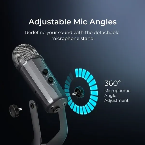 Digitek® Microphone Digitek® DM-601 Metal Desktop USB Microphone – With Shock Mount, Adjustable Stand & Clear Sound Recording