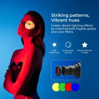 Digitek® Digitek DS-240 Snoot Projector Kit for Photography & Videography | Bowens Mount, 6 GOBO Patterns, 4 Color Films, 38° Lens for LED Continuous Lights