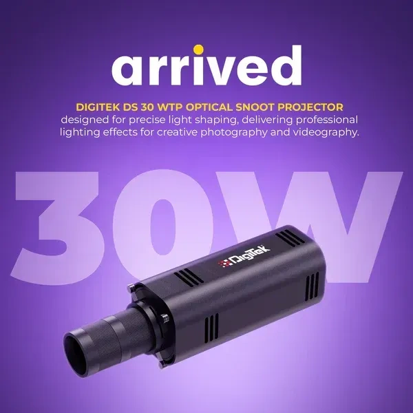 Digitek® Digitek DS 30 WTP Optical Snoot Zoom Gobo Projector | 30W, 15 GOBOs, 5 Color Gels, 12 Special Effects, 3900 Lumen, Dual Temp 2700K-6500K, 3000mAh Battery