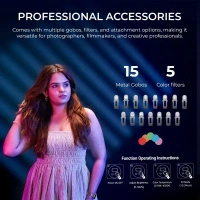 Digitek® Digitek DS 30 WTP Optical Snoot Zoom Gobo Projector | 30W, 15 GOBOs, 5 Color Gels, 12 Special Effects, 3900 Lumen, Dual Temp 2700K-6500K, 3000mAh Battery