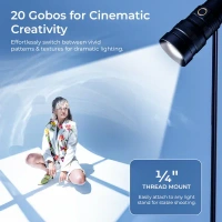 Digitek® Digitek DS 40 WTP PRO Torch Projector Snoot for Photography & Videography | 20 Projection GOBOs, Adjustable Focus, Professional Lens