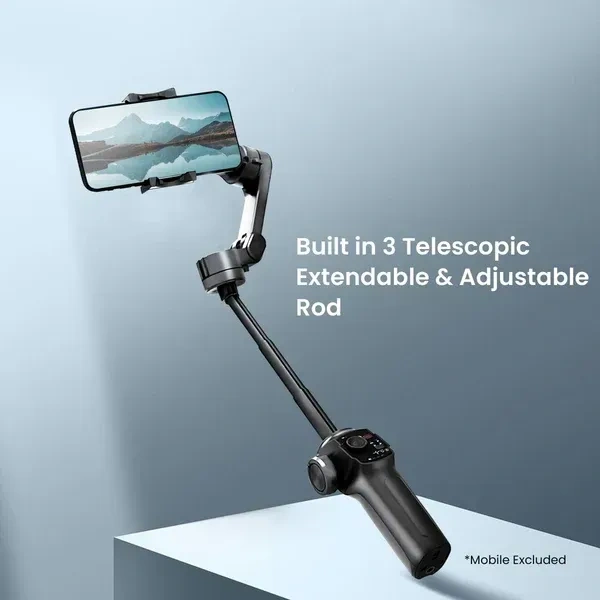 Digitek DSG-009F 3-Axis Foldable Smartphone Gimbal | Built-in Telescopic Rod, Stabilizer for Vlogging, YouTube & Video Shooting