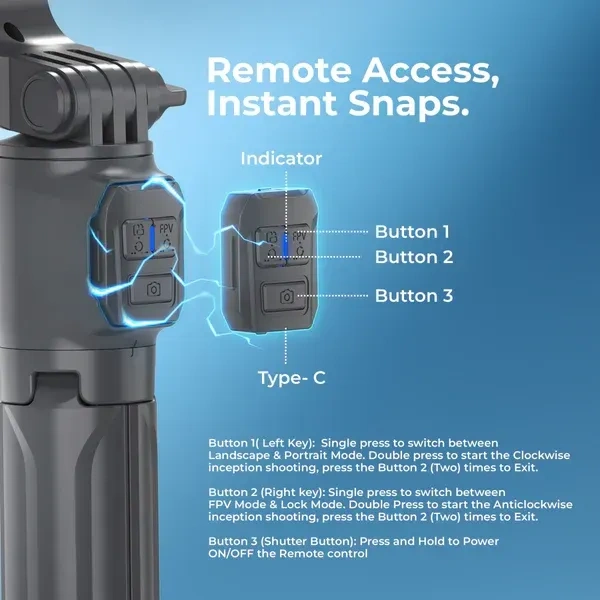 Digitek® Digitek DSG-003 Single-Axis Foldable Smartphone Gimbal | Built-in Telescopic Rod, Mobile Stabilizer for Vlogging & Video Shooting