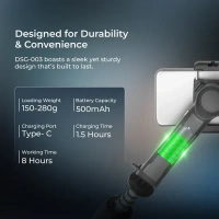 Digitek® Digitek DSG-003 Single-Axis Foldable Smartphone Gimbal | Built-in Telescopic Rod, Mobile Stabilizer for Vlogging & Video Shooting