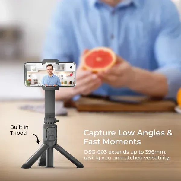 Digitek® Digitek DSG-003 Single-Axis Foldable Smartphone Gimbal | Built-in Telescopic Rod, Mobile Stabilizer for Vlogging & Video Shooting