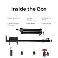 Digitek® Digitek (DTMHA 001) Adjustable Table Mount with Auxiliary Arm | For Stream, Overhead Video, Desktop, Office, Bedroom & Bedhead