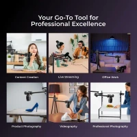 Digitek® Digitek (DTMHA 001) Adjustable Table Mount with Auxiliary Arm | For Stream, Overhead Video, Desktop, Office, Bedroom & Bedhead