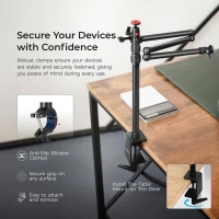 Digitek® Digitek (DTMHA 001) Adjustable Table Mount with Auxiliary Arm | For Stream, Overhead Video, Desktop, Office, Bedroom & Bedhead