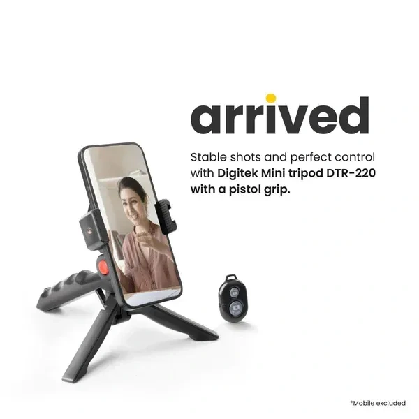 Digitek® Digitek (DTR-220) Mini Tripod | Lightweight & Portable Tripod with Phone Mount & Shutter Remote | Compatible with Smartphone, DSLR, Action Camera & GoPro