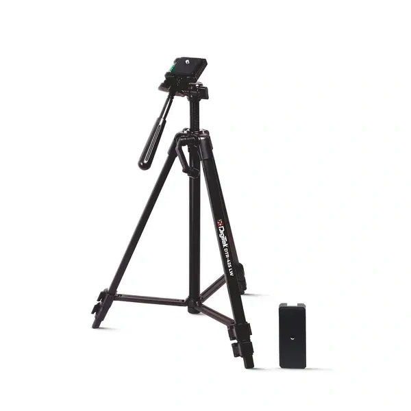 Digitek® Digitek DTR-425 LW Portable Tripod Stand (4.26ft) with Mobile Holder | Lightweight Aluminium Tripod for DSLR & Smartphone | 3kg Load | Pan Head & Quick Release Plate