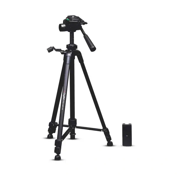 Digitek® Digitek (DTR-490 LW) Foldable Tripod Stand with Mobile Holder | 4.92ft Height, 4kg Load | Pan Head, Quick Release Plate, Rubberised Legs | Tripod for DSLR & Smartphones