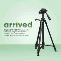 Digitek® Digitek (DTR-490 LW) Foldable Tripod Stand with Mobile Holder | 4.92ft Height, 4kg Load | Pan Head, Quick Release Plate, Rubberised Legs | Tripod for DSLR & Smartphones