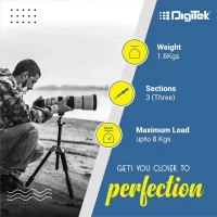 Digitek® Digitek (DTR-545VD) 65 Inch Professional DV Tripod | Portable & Sturdy | 8 kg Load Capacity | Ideal for DV Cameras & Video Shooting