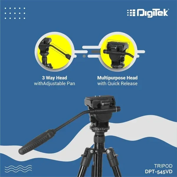 Digitek® Digitek (DTR-545VD) 65 Inch Professional DV Tripod | Portable & Sturdy | 8 kg Load Capacity | Ideal for DV Cameras & Video Shooting