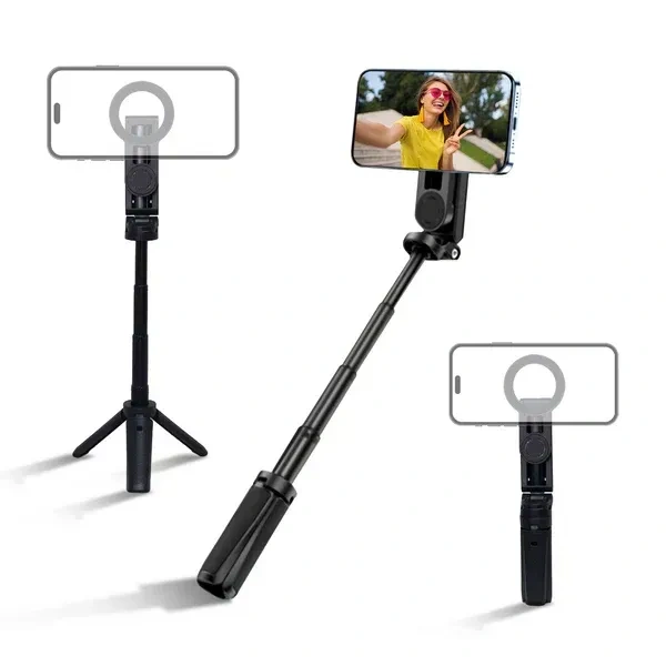 Digitek® Digitek (DTR 350 SS) Magnetic Selfie Stick Tripod | 10m Bluetooth Remote, 360° Rotation, Magnetic Phone Mount, 1Kg Load, Compact Design for Travel & Vlogging