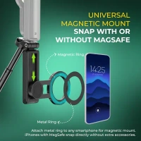 Digitek® Digitek (DTR 350 SS) Magnetic Selfie Stick Tripod | 10m Bluetooth Remote, 360° Rotation, Magnetic Phone Mount, 1Kg Load, Compact Design for Travel & Vlogging