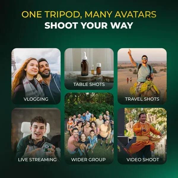 Digitek® Digitek (DTR 350 SS) Magnetic Selfie Stick Tripod | 10m Bluetooth Remote, 360° Rotation, Magnetic Phone Mount, 1Kg Load, Compact Design for Travel & Vlogging