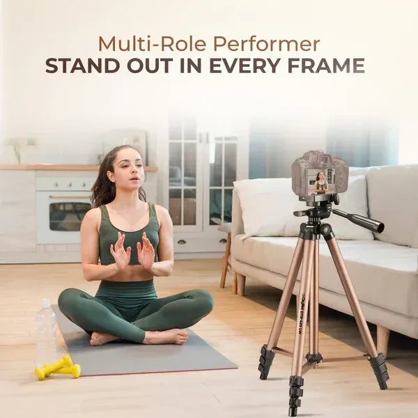 Digitek® Digitek (DTR 420LW) 4.26ft Tripod for Camera & Smartphone | 3kg Load, 4-Section Legs, 3-Way Pan Head & Quick Release Plate | Ideal for Photography & Videography