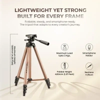 Digitek® Digitek (DTR 420LW) 4.26ft Tripod for Camera & Smartphone | 3kg Load, 4-Section Legs, 3-Way Pan Head & Quick Release Plate | Ideal for Photography & Videography