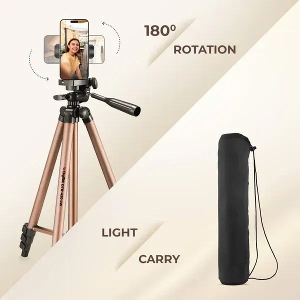 Digitek® Digitek (DTR 420LW) 4.26ft Tripod for Camera & Smartphone | 3kg Load, 4-Section Legs, 3-Way Pan Head & Quick Release Plate | Ideal for Photography & Videography