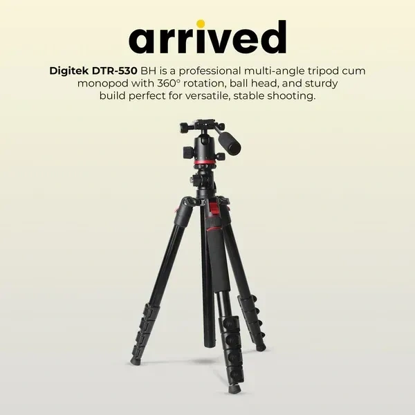 Digitek® Digitek DTR 530 BH Tripod Cum Monopod for DSLR & Camera | 5.44ft Max Height, 5kg Load, Ball Head, Quick Release Plate, 5-Section Legs | Perfect for Macro & Video Shoots