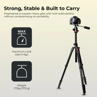 Digitek® Digitek DTR 530 BH Tripod Cum Monopod for DSLR & Camera | 5.44ft Max Height, 5kg Load, Ball Head, Quick Release Plate, 5-Section Legs | Perfect for Macro & Video Shoots