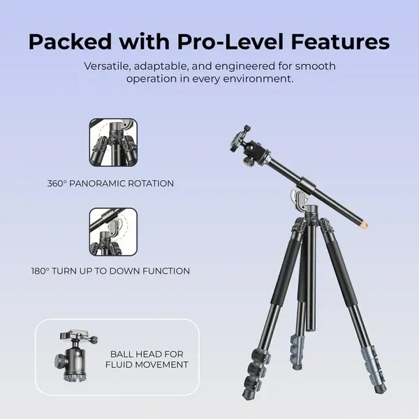 Digitek® Digitek DTR 540 BH Tripod Cum Monopod for DSLR & Video Camera | Heavy Duty 6.26ft Tripod with 360° Ball Head, 180° Tilt, 8Kg Load, Flip Leg Locks, Portable for Videography