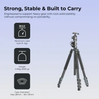 Digitek® Digitek DTR 540 BH Tripod Cum Monopod for DSLR & Video Camera | Heavy Duty 6.26ft Tripod with 360° Ball Head, 180° Tilt, 8Kg Load, Flip Leg Locks, Portable for Videography