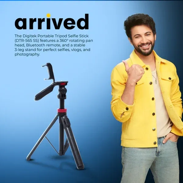 Digitek® Digitek (DTR 565 SS) 1450mm Tripod Selfie Stick | 360° Rotation, 3kg Load, Wireless Remote & GoPro Adapter for Smartphone & Action Camera