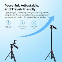 Digitek® Digitek (DTR 565 SS) 1450mm Tripod Selfie Stick | 360° Rotation, 3kg Load, Wireless Remote & GoPro Adapter for Smartphone & Action Camera