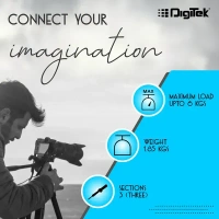 Digitek® Digitek (DTR 590 VD PRO) 5.90ft Aluminum Tripod | 6kg Load Capacity, 2-Way Adjustable Head, Ideal for DSLR & Video Cameras