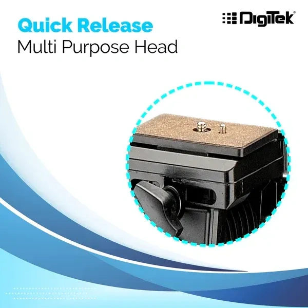 Digitek® Digitek (DTR 590 VD PRO) 5.90ft Aluminum Tripod | 6kg Load Capacity, 2-Way Adjustable Head, Ideal for DSLR & Video Cameras