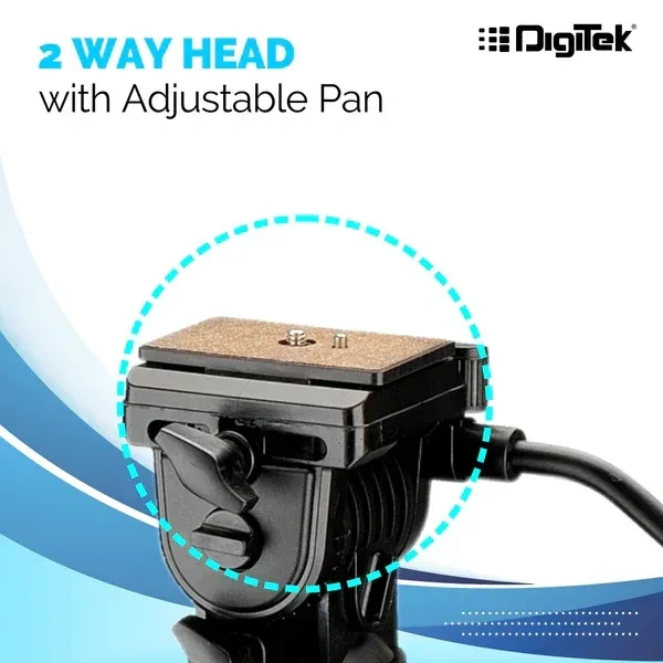 Digitek® Digitek (DTR 590 VD PRO) 5.90ft Aluminum Tripod | 6kg Load Capacity, 2-Way Adjustable Head, Ideal for DSLR & Video Cameras