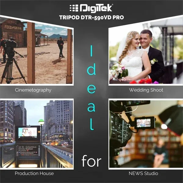 Digitek® Digitek (DTR 590 VD PRO) 5.90ft Aluminum Tripod | 6kg Load Capacity, 2-Way Adjustable Head, Ideal for DSLR & Video Cameras