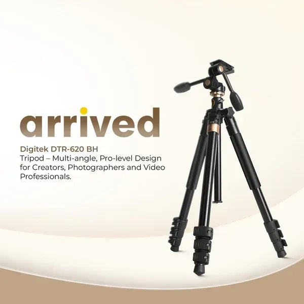 Digitek® Digitek (DTR 620 BH) 6ft Multi-Angle DV Tripod Cum Monopod | 20kg Load, 3-Way Pan & Tilt Head, Central Column, 4-Section Adjustable Legs, Quick Release & Flip Lock for DSLR & Video Cameras