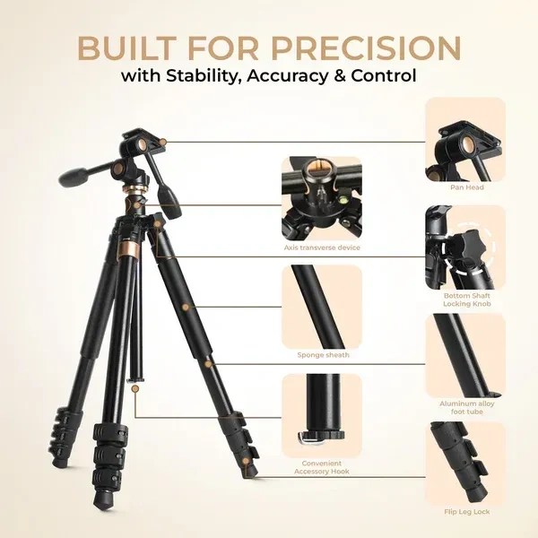 Digitek® Digitek (DTR 620 BH) 6ft Multi-Angle DV Tripod Cum Monopod | 20kg Load, 3-Way Pan & Tilt Head, Central Column, 4-Section Adjustable Legs, Quick Release & Flip Lock for DSLR & Video Cameras
