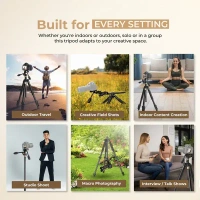 Digitek® Digitek (DTR 620 BH) 6ft Multi-Angle DV Tripod Cum Monopod | 20kg Load, 3-Way Pan & Tilt Head, Central Column, 4-Section Adjustable Legs, Quick Release & Flip Lock for DSLR & Video Cameras