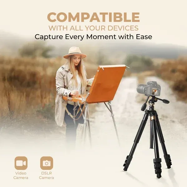 Digitek® Digitek (DTR 620 BH) 6ft Multi-Angle DV Tripod Cum Monopod | 20kg Load, 3-Way Pan & Tilt Head, Central Column, 4-Section Adjustable Legs, Quick Release & Flip Lock for DSLR & Video Cameras