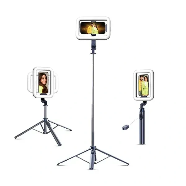 Digitek® Digitek DTR 630 SS Tripod Selfie Stick | Extendable 5.25ft Quadpod with Fill Light, Bluetooth Remote & 360° Rotation | For Android & iPhone Mobile Photography